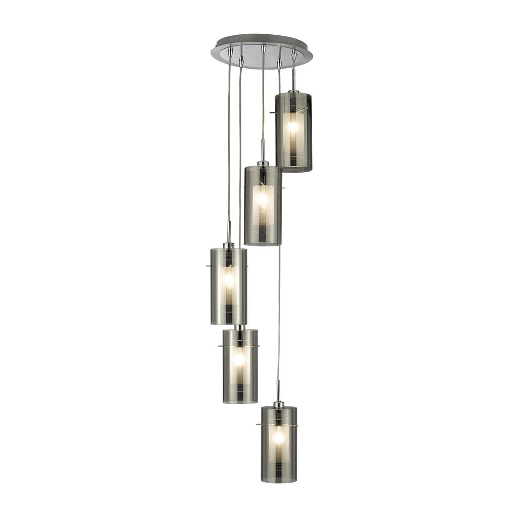 Searchlight 2305-5SM Duo 2 5Lt Multi-Drop Pendant - Smoked Glass & Frosted Inner RRP £199