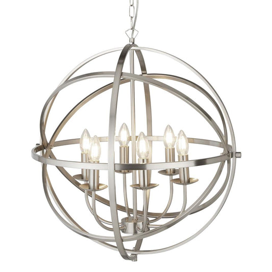 Searchlight 2476-6SS Orbit 6 Light Ceiling Pendant - Satin Silver RRP £419.00
