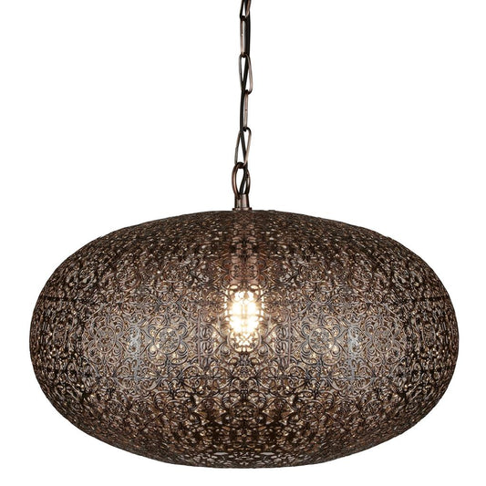 Searchlight 2672CU Fretwork Ceiling Pendant - Antique Copper RRP £139.00