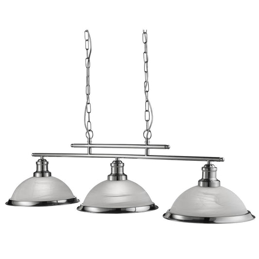 Searchlight 2683-3SS Bistro 3Lt Bar Ceiling Pendant - Satin Silver & Glass RRP £199.00