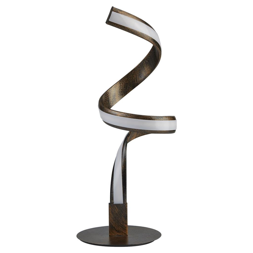 2812RU Ribbon LED Twist Table Lamp - Rustic Black/Gold Metal & Opal RRP £179.00