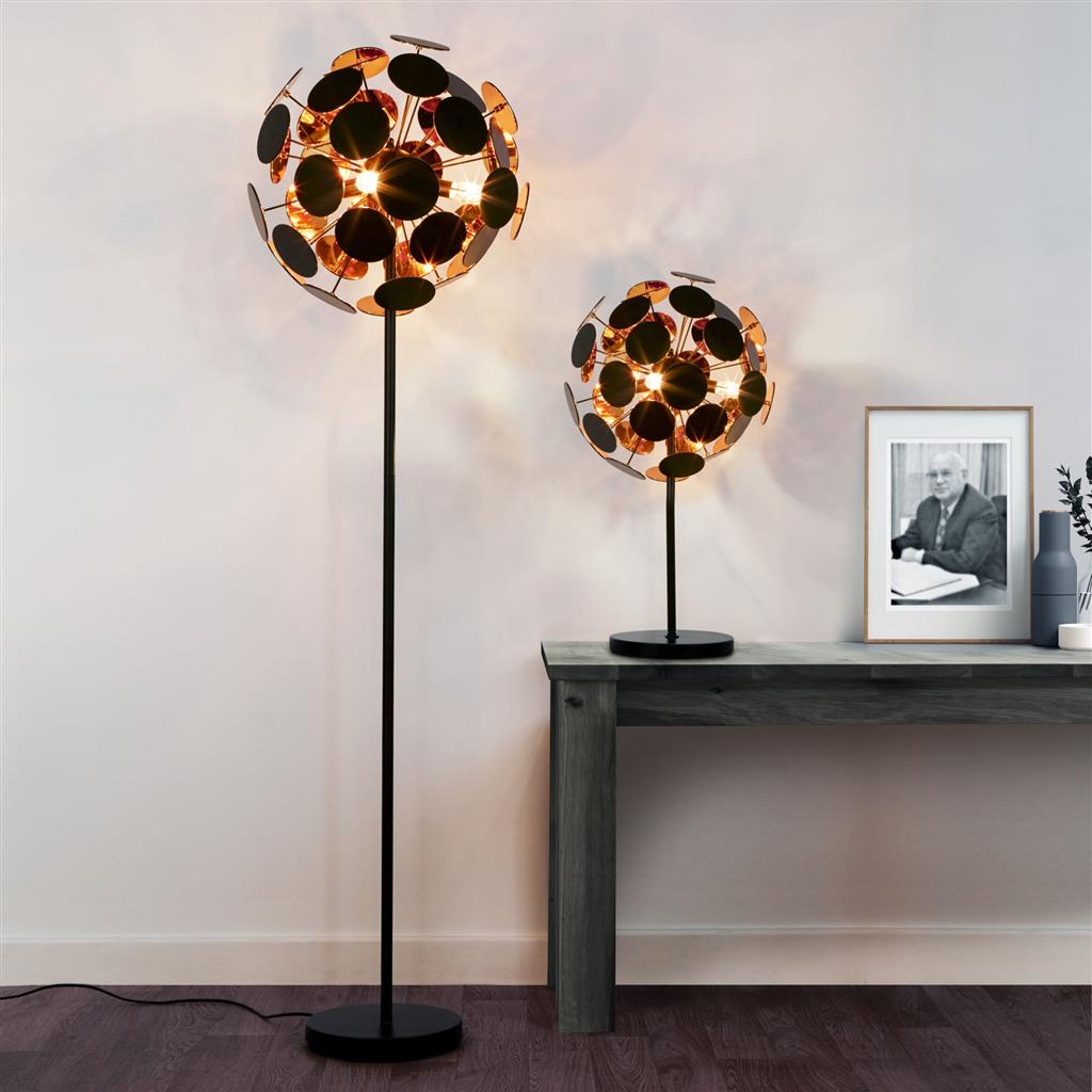 3079BG Discus 4Lt Floor Lamp - Black Metal & PC Discs RRP £235.00