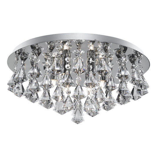 Searchlight 3308-8CC Hanna 8Lt Flush Ceiling Light - Chrome & Clear Crystal