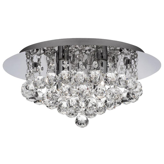 Searchlight 3404-4CC Hanna 4Lt Flush Ceiling Light - Chrome & Clear Crystal