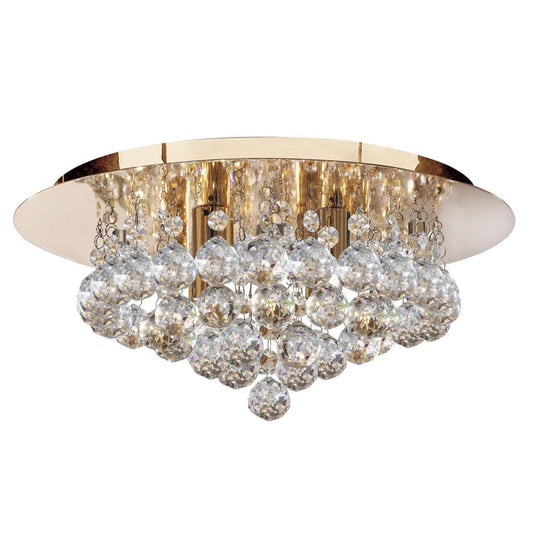 Searchlight 3404-4GO Hanna 4Lt Flush Ceiling Light - Gold & Clear Crystal