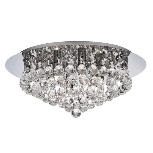 Searchlight 3406-6CC Hanna 6Lt Flush Ceiling Light - Chrome & Clear Crystal