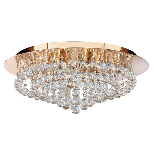 Searchlight 3408-8GO Hanna 8Lt Flush Ceiling Light - Gold & Clear Crystal