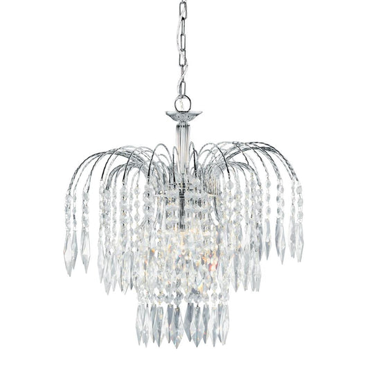 Searchlight 4173-3 Waterfall - 3 Light Ceiling Chrome Clear Crystal RRP £299