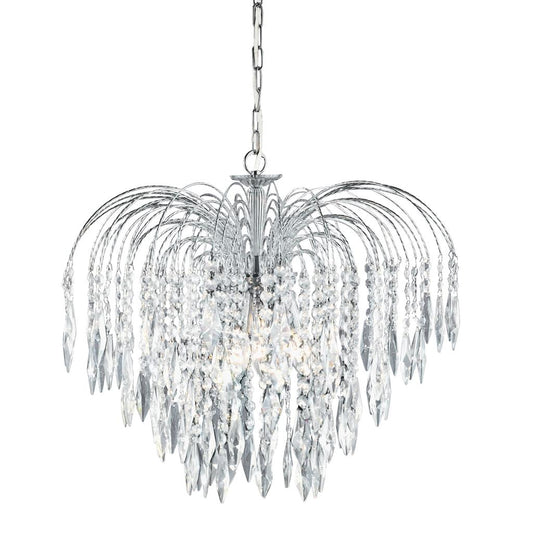 Searchlight 4175-5 Waterfall - 5 Light Ceiling Chrome Clear Crystal RRP £499