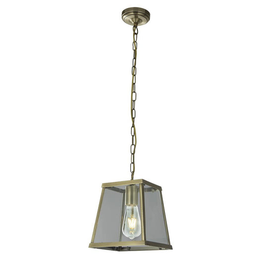 Searchlight 4614AB Voyager Pendant Ceiling Light - Antique Brass & Glass RRP £99.00