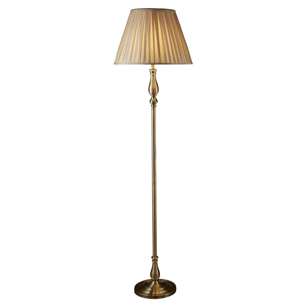Searchlight 5029AB Flemish Floor Lamp - Antique Brass & Mink Pleated Shade RRP £179.00