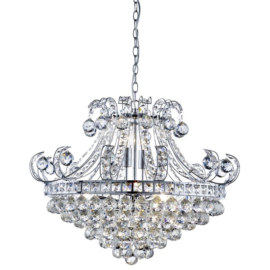 Searchlight 5046-6CC Bloomsbury 6Lt Tiered Chandelier - Chrome, Clear Crystal RRP £1,009.00