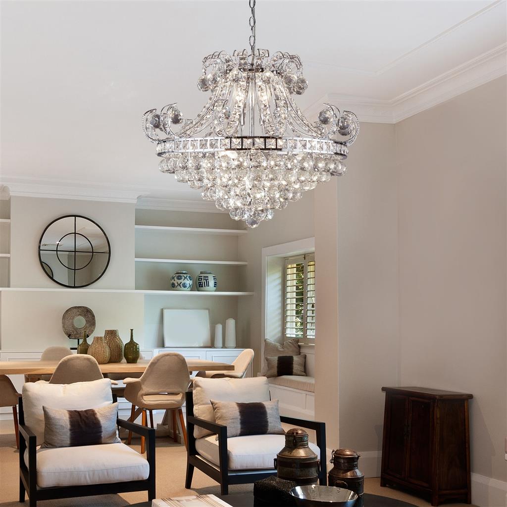 Searchlight 5046-6CC Bloomsbury 6Lt Tiered Chandelier - Chrome, Clear Crystal RRP £1,009.00