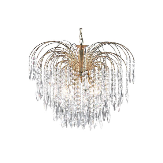 Searchlight 5175-5 Waterfall - 5 Light Ceiling Gold Clear Crystal RRP £499