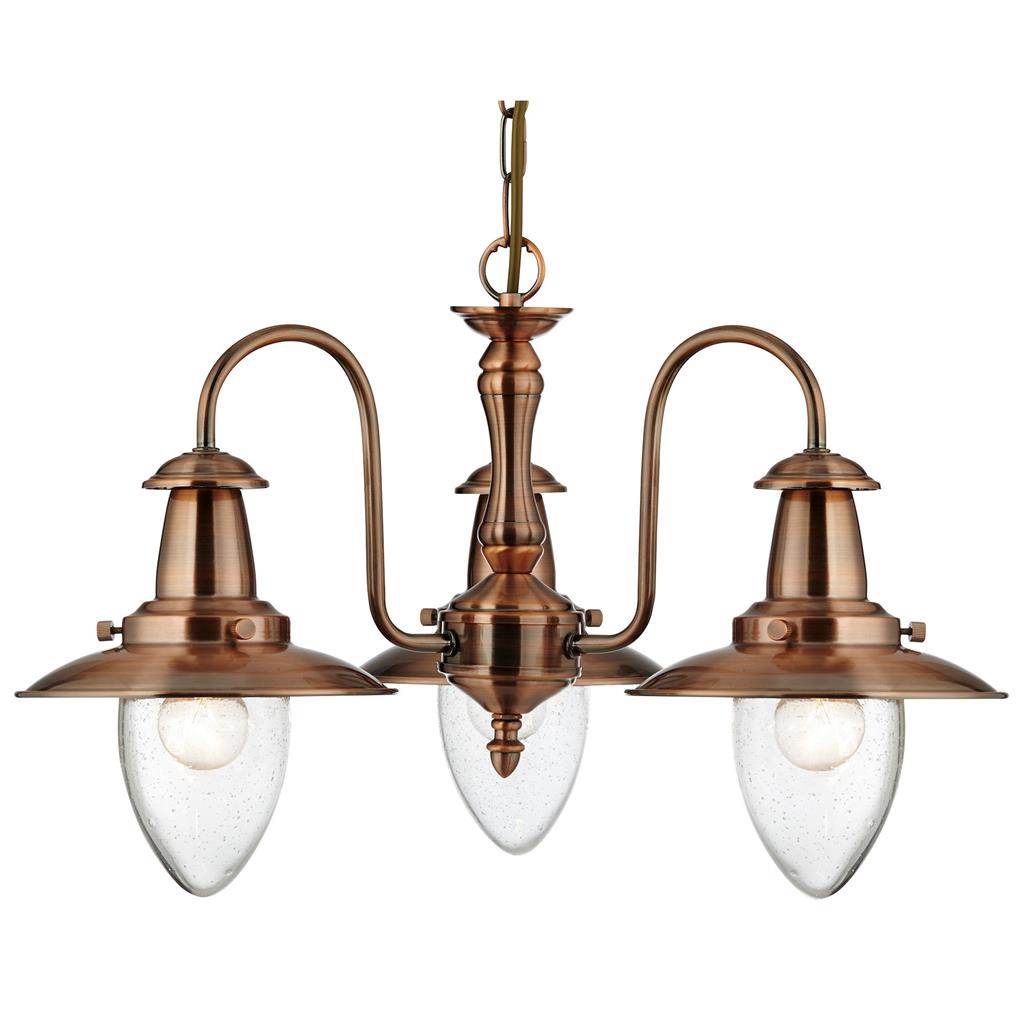 53333CU Fisherman II 3Lt Pendant Light - Copper & Glass Shade RRP £169.00