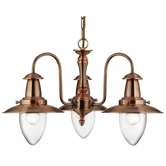 53333CU Fisherman II 3Lt Pendant Light - Copper & Glass Shade RRP £169.00