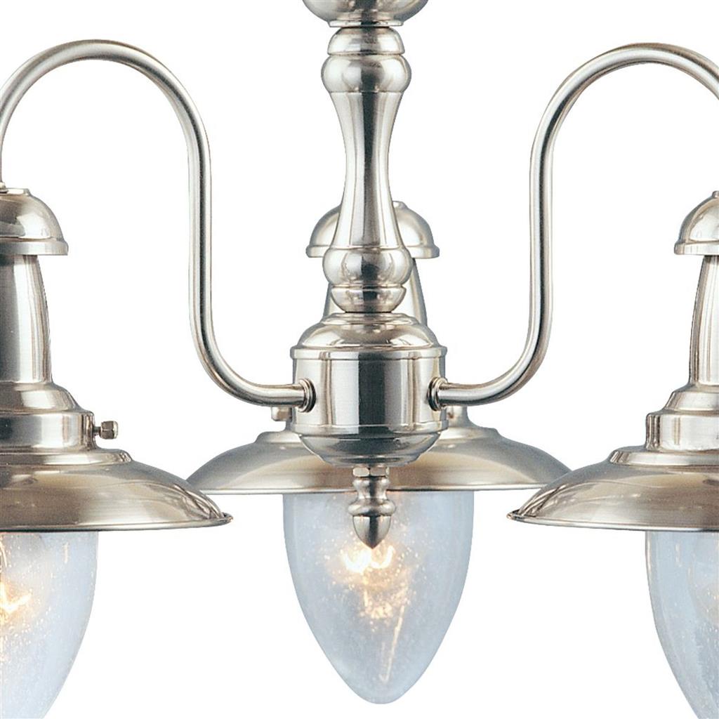 53333SS Fisherman 3Lt Pendant - Satin Silver & Seeded Glass Shades RRP £169.00