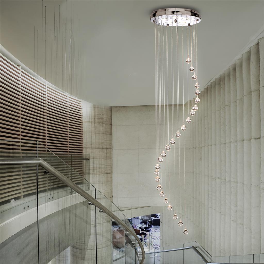 Searchlight 5742CC Hallway 5Lt 180cm Multi-Drop Pendant- Chrome & Crystal Balls RRP £249.99