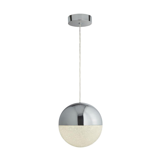 Searchlight 5841CC Marbles LED Pendant - Chrome, Crushed Ice Shade RRP £149