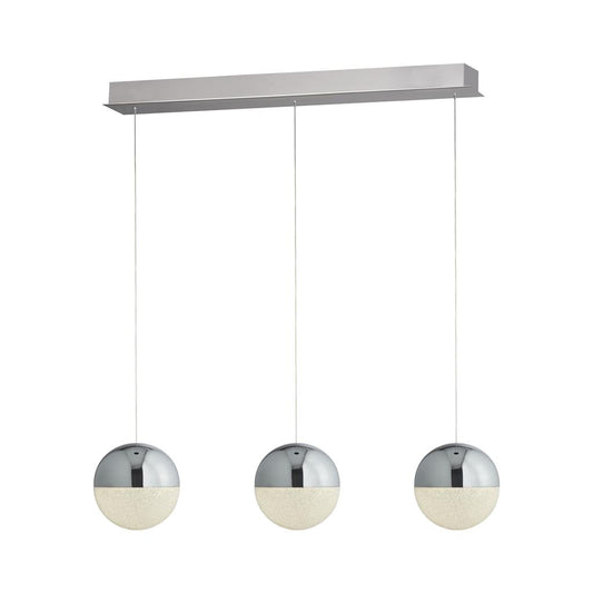 Searchlight 5843-3CC Marbles LED 3 Light Bar Pendant - Chrome, Crushed Ice Shade RRP £309