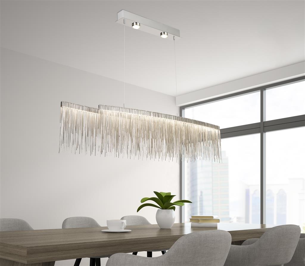 Searchlight 6061SS Memphis Led Ceiling Bar Satin Silver Chain Link Waterfall Dressing RRP £549