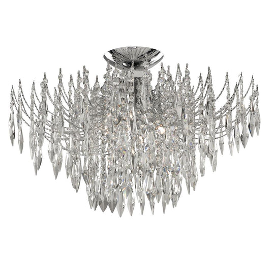 Searchlight 6134-4CC Waterfall - 4 Light Ceiling S/flush Chrome Clear Crystal