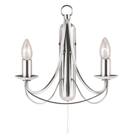 Searchlight 6342-2SS Maypole 2 Light Wall Light - Satin Silver RRP £75.00