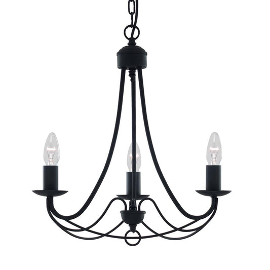 Searchlight 6343-3BK Maypole 3 Light Ceiling Pendant - Black Iron RRP £99