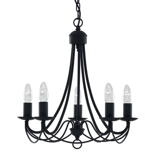 Searchlight 6345-5BK Maypole 5 Light Ceiling Pendant - Black Iron RRP £139.00