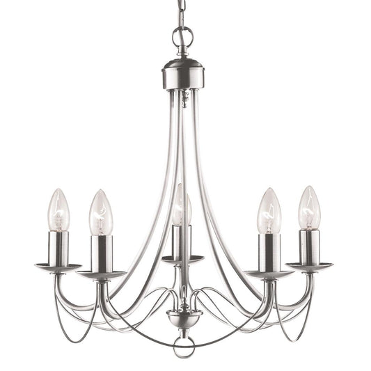 Searchlight 6345-5SS Maypole 5 Light Ceiling Pendant - Satin Silver RRP £139.00
