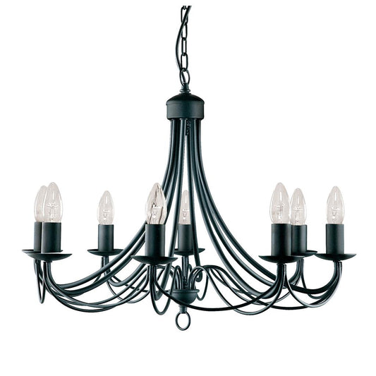 Searchlight 6345-5BK Maypole 8 Light Ceiling Pendant - Black Iron RRP £189.00