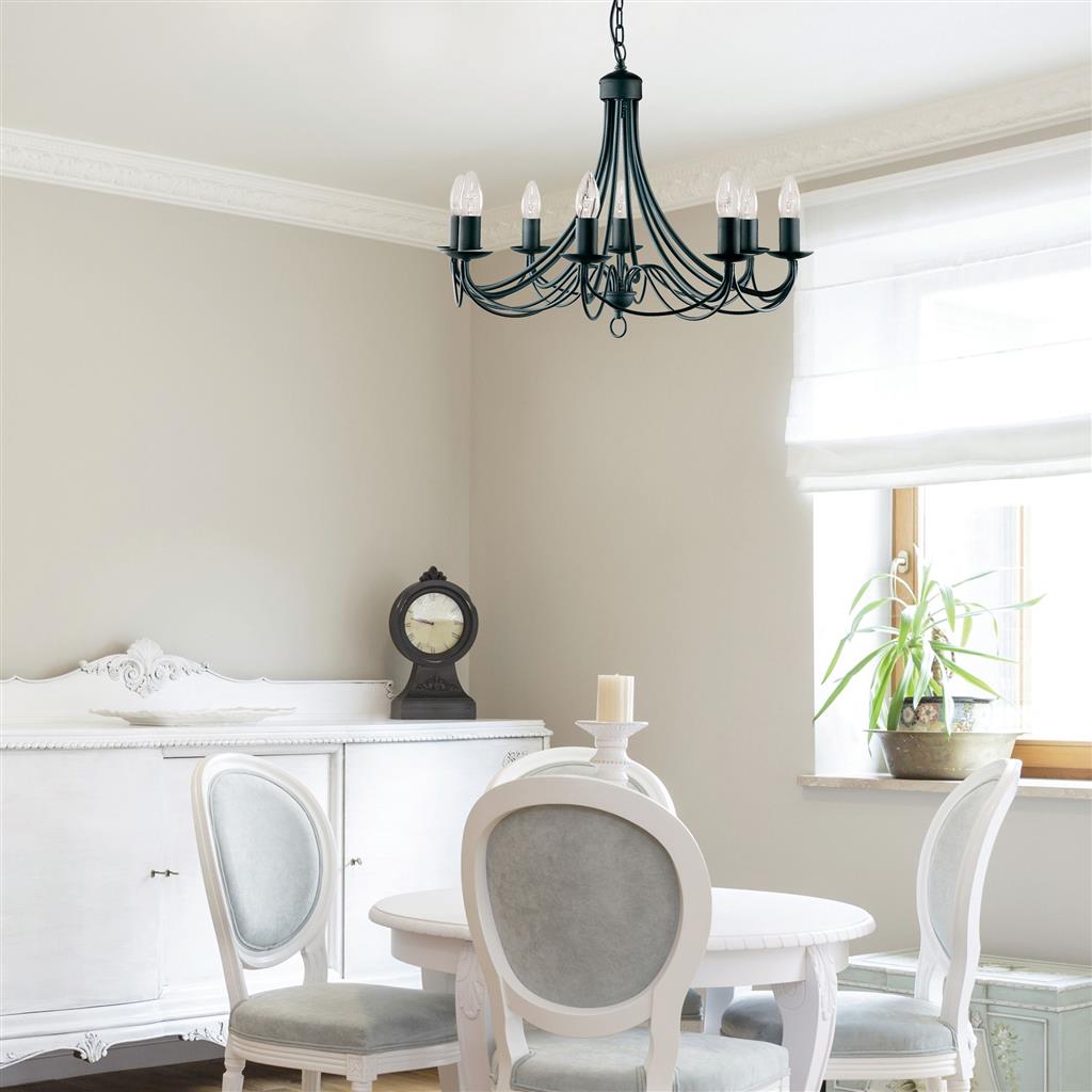 Searchlight 6345-5BK Maypole 8 Light Ceiling Pendant - Black Iron RRP £189.00