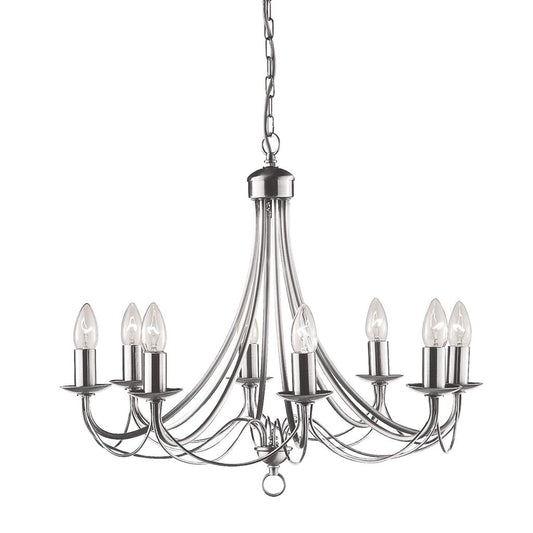 Searchlight 6348-8SS Maypole 8 Light Ceiling Pendant - Satin Silver RRP £189.00