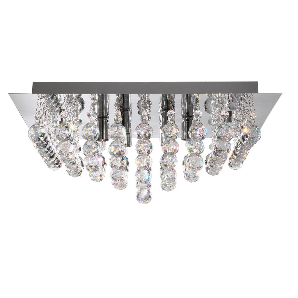 Searchlight 6404-4CC Hanna 4Lt Flush Ceiling Light - Chrome & Clear Crystal