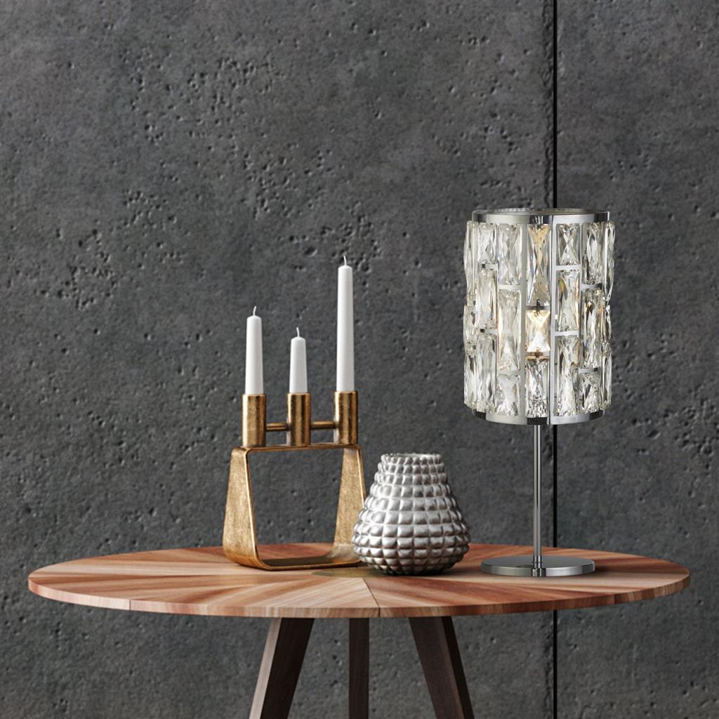 Searchlight 6584CC Bijou 1 Light Chrome Table Lamp Crystal Glass RRP £165.00