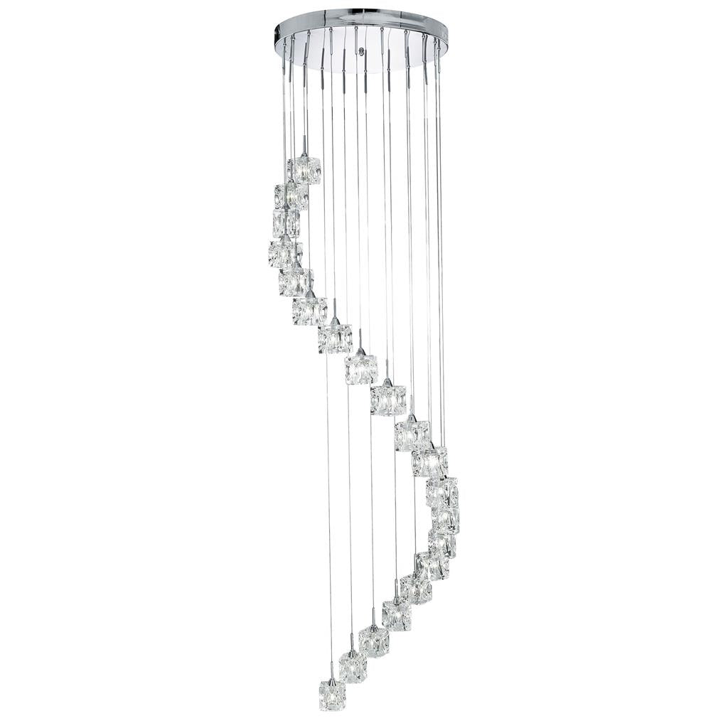 Searchlight 6720-20-LED Ice Cube 20Lt 1.8m LED Multi-Drop Pendant - Glass & Chrome RRP £549.99