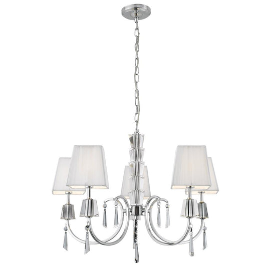Searchlight 6885-5CC Portico 5 Light Ceiling Pendant- Chrome/Acrylic & String Shades RRP £359
