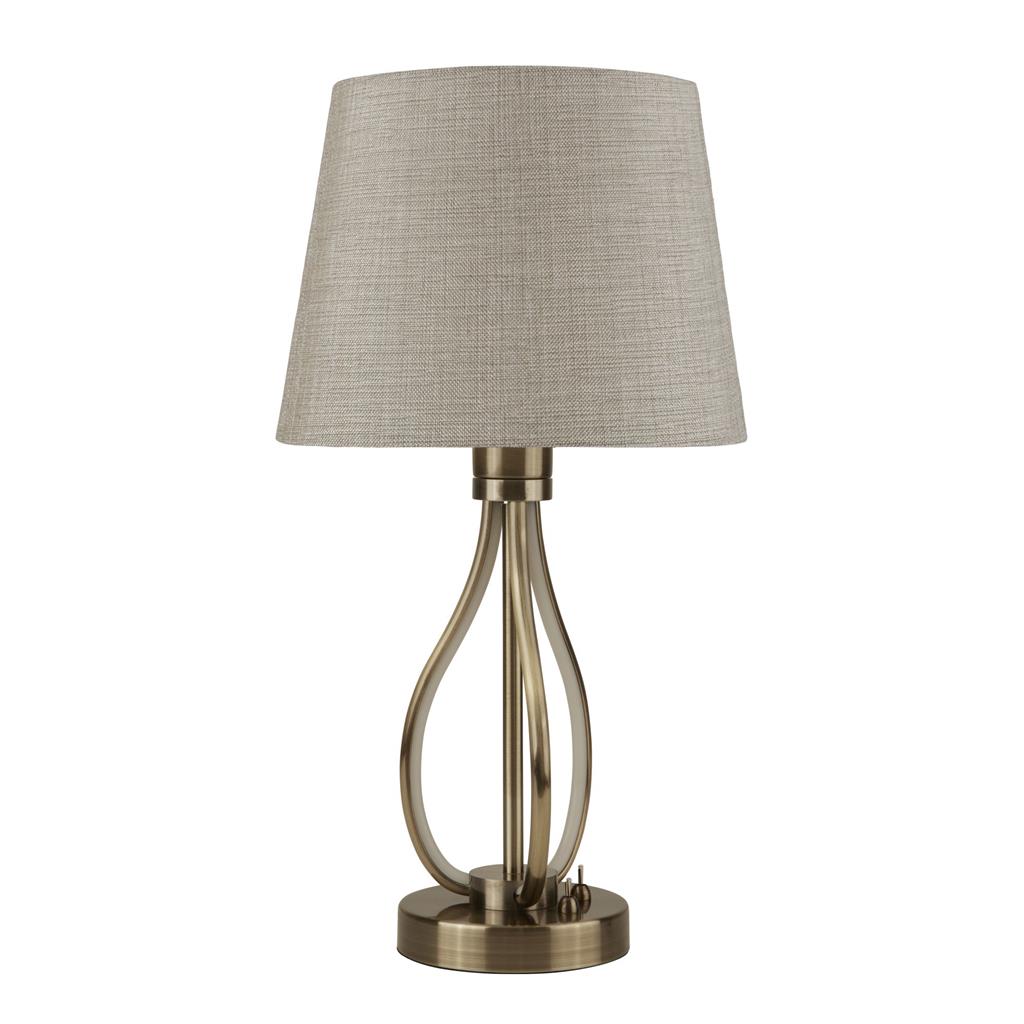 7484AB Vegas LED Table Lamp - Antique Brass & Hessian Shade RRP £109.00