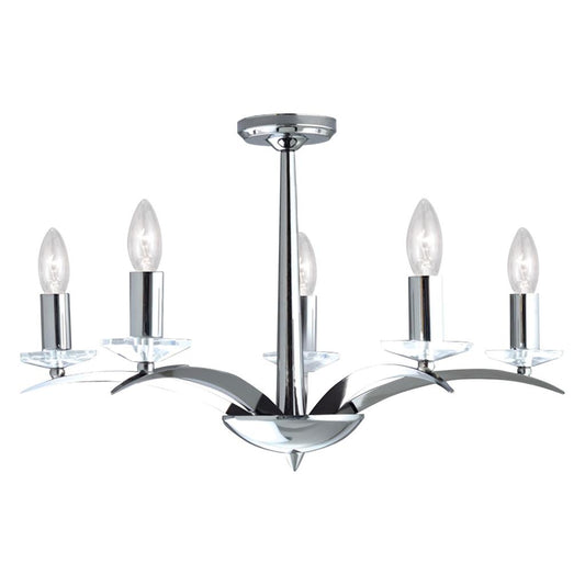 Searchlight 7545-5CC Kensington 5 Light Ceiling Pendant - Polished Chrome & Glass RRP £225