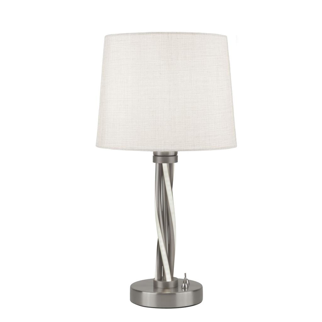 SL7564SS Vegas LED Table Lamp - Satin Silver & Hessian Shade RRP £118.00