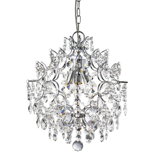 Searchlight 7673-3CC Harrietta 3 Light Pendant - Chrome, Crystal Drops and Buttons RRP £435.00