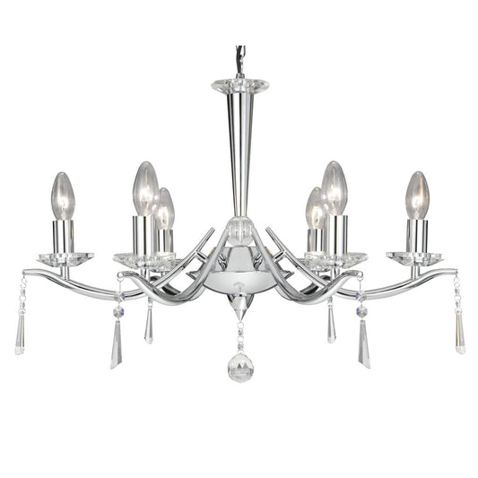 Searchlight 7956-6CC Arabella 6 Light Ceiling Pendant - Chrome & Glass Drops RRP £319.00