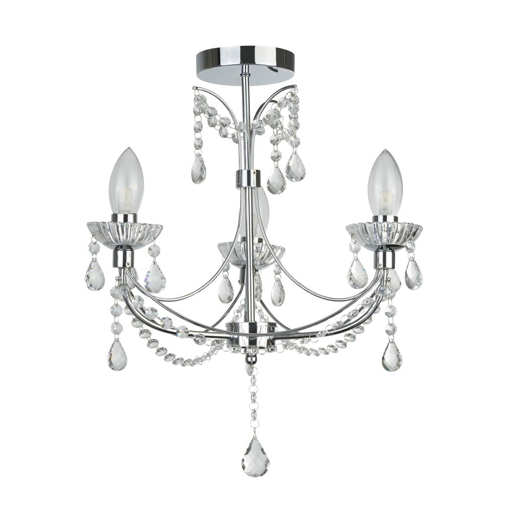 Searchlight 9037-3CC Autumn 3Lt Bathroom Chandelier- Chrome & Crystal Glass, IP44 RRP £196.00