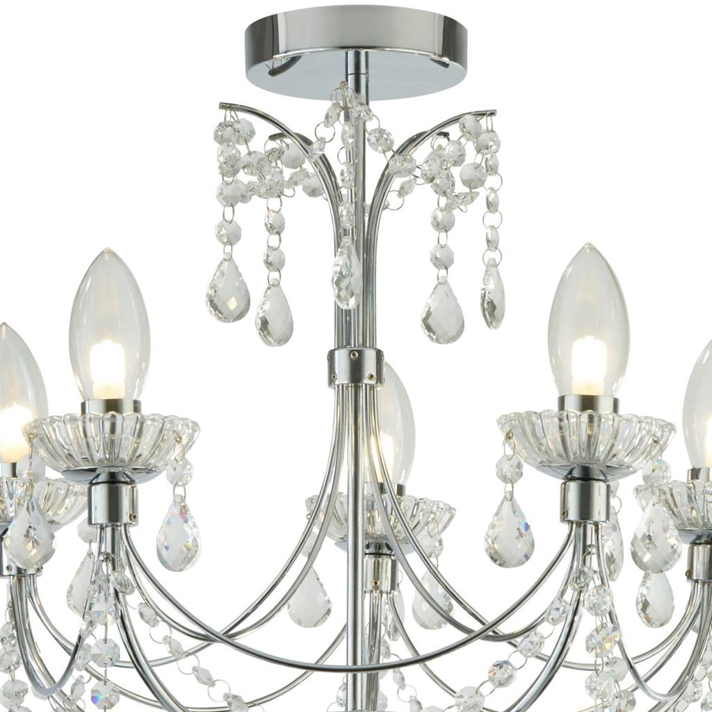 Searchlight 9037-5CC Autumn 5Lt Bathroom Chandelier- Chrome & Crystal Glass, IP44 RRP £286.00