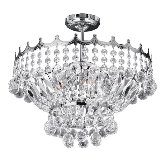 Searchlight 9113-39CC Versailles - 5 Light Chrome Semi Flush Chandelier RRP £329.00