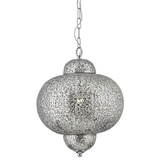 Searchlight 9221-1SS Fretwork Ceiling Pendant - Laser Cut Nickel RRP £169.00