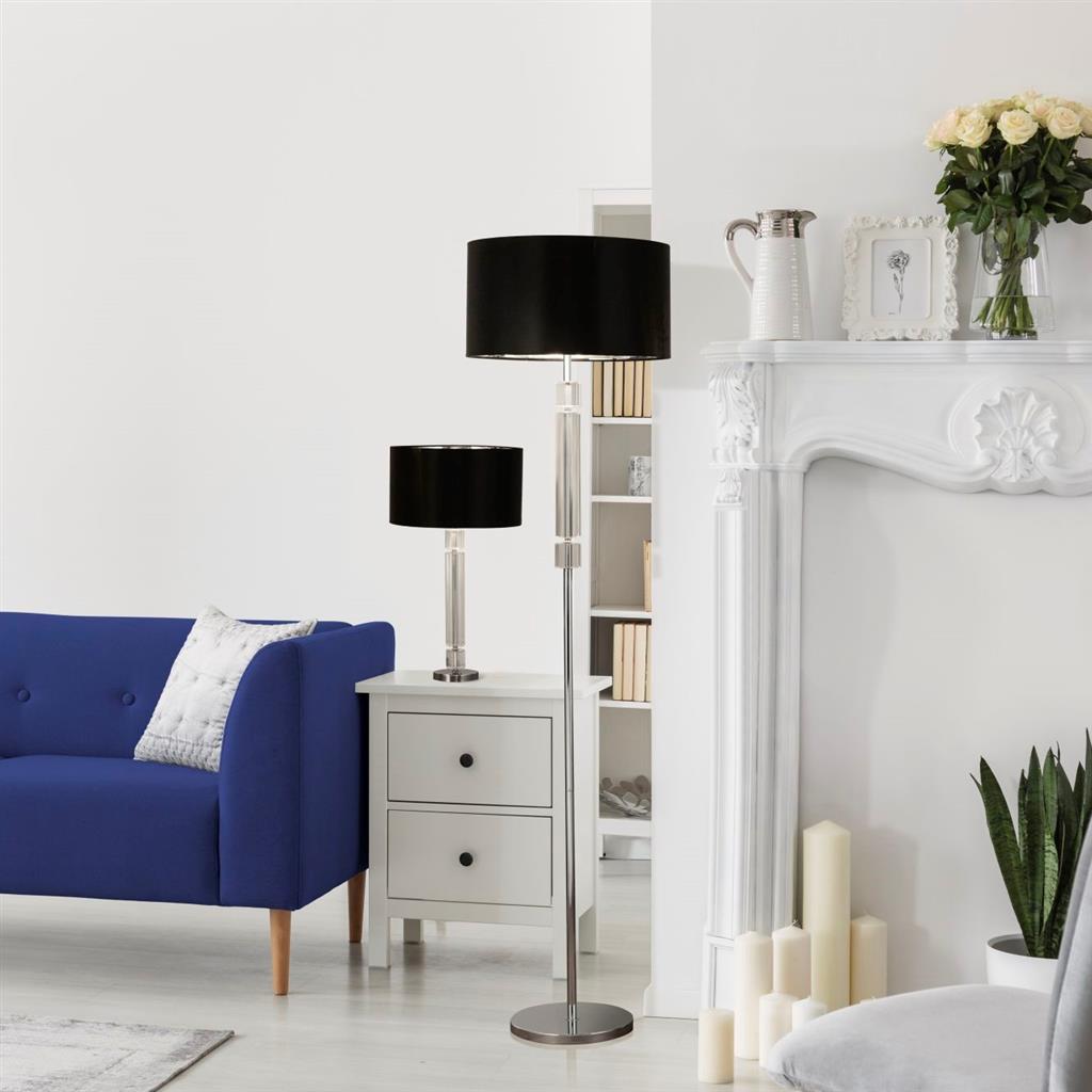 Searchlight 9387CC  Chrome & Black/Silver Shade Table Lamp RRP £164.00