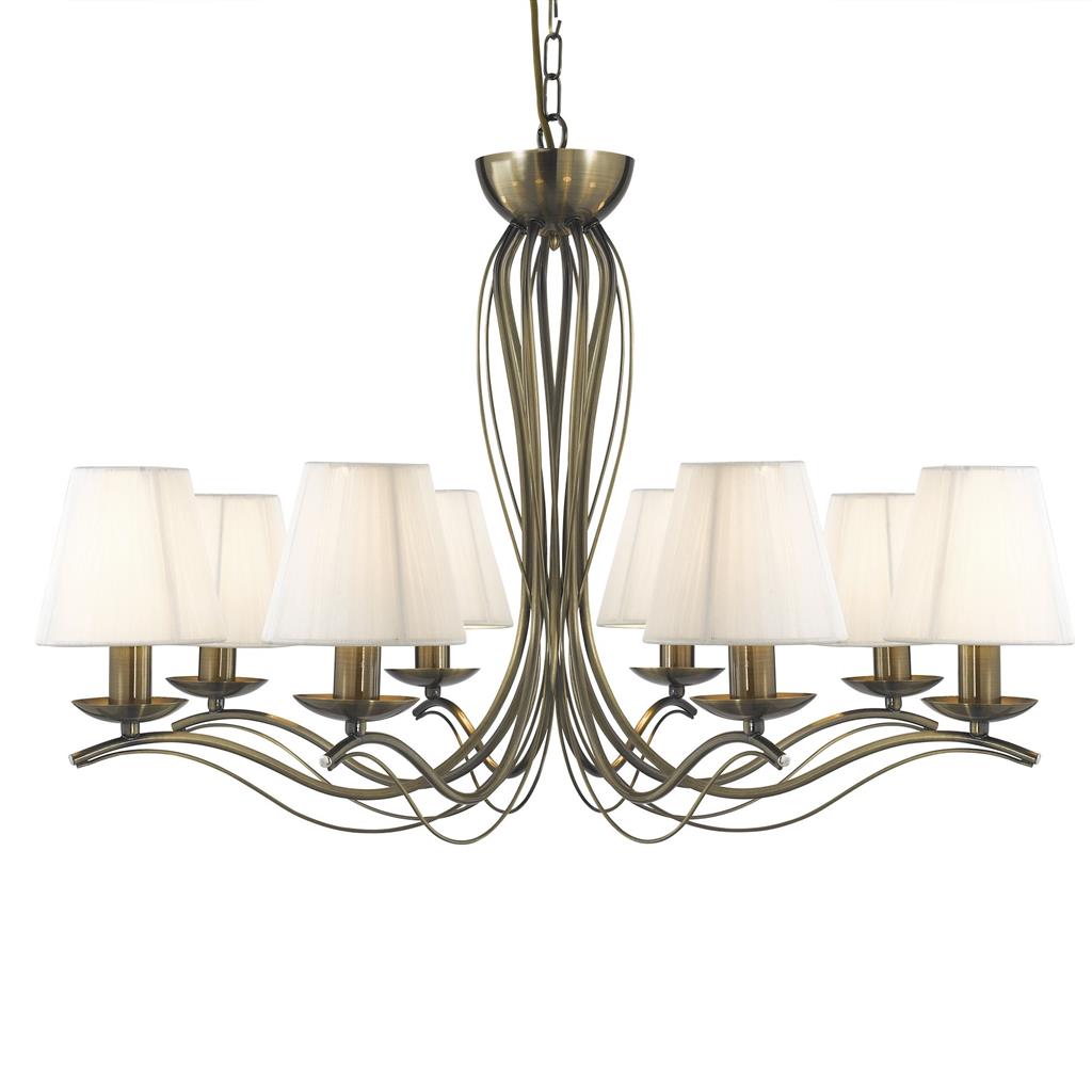Searchlight 9828-8AB Andretti 8 Light Ceiling Pendant - Antique Brass & Ivory Shades RRP £329