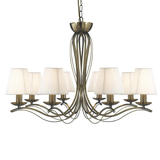 Searchlight 9828-8AB Andretti 8 Light Ceiling Pendant - Antique Brass & Ivory Shades RRP £329