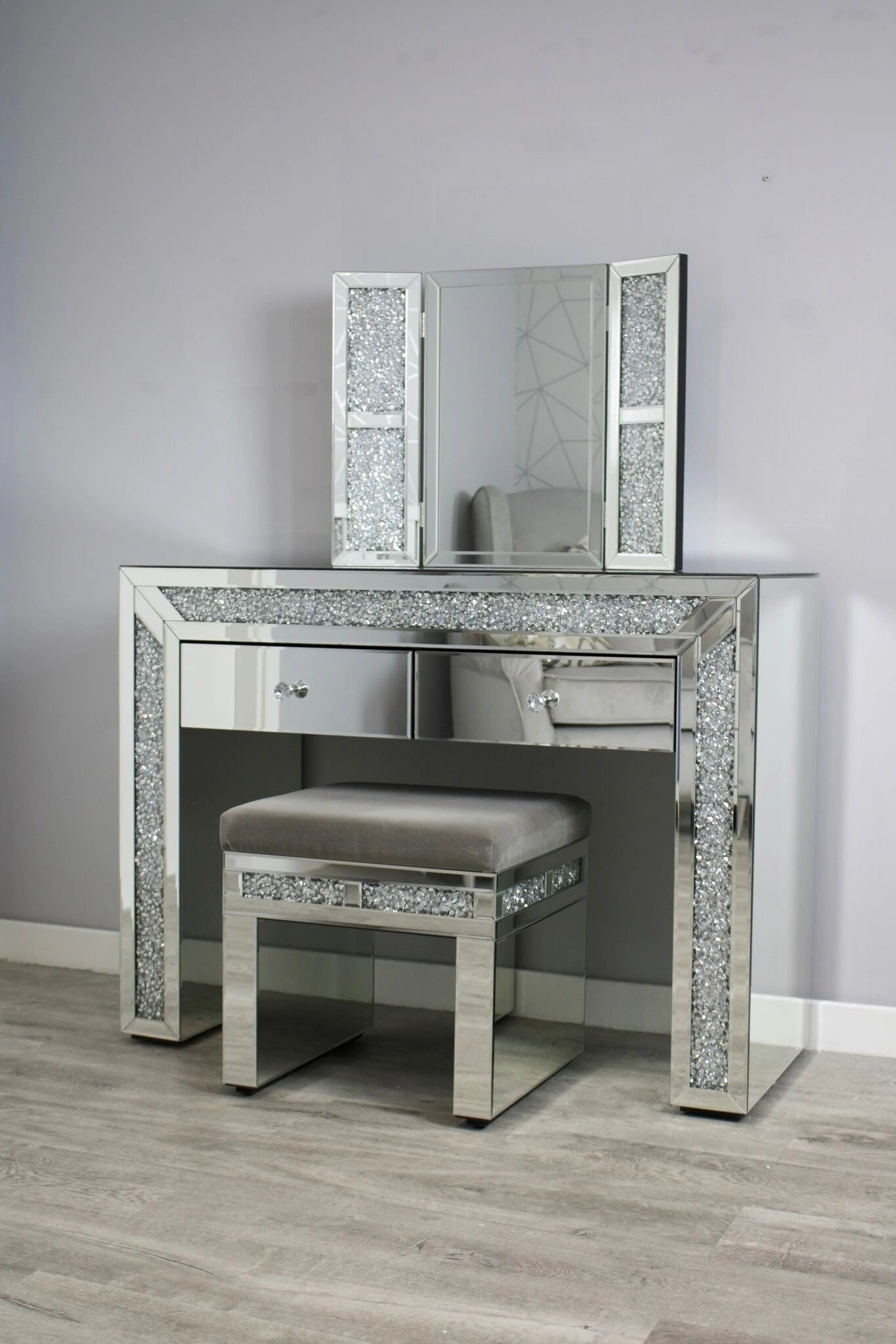 Crushed Diamond Dressing Table Set